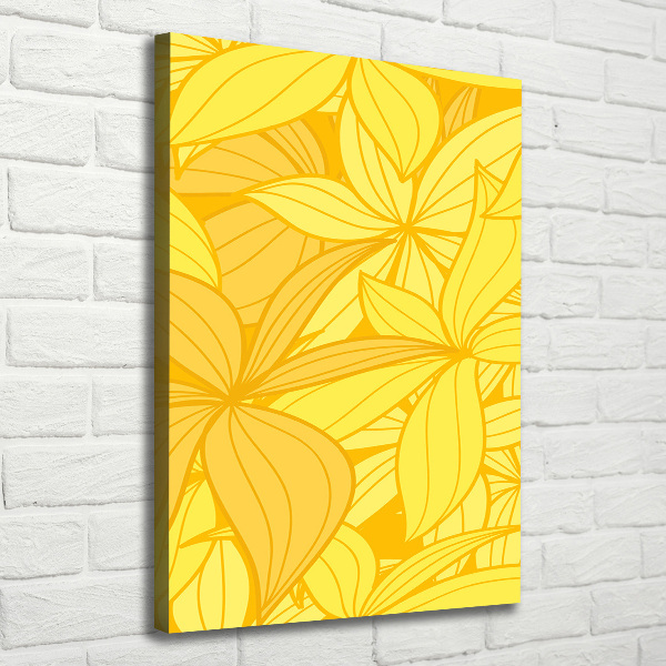 Cuadro canvas decorativo para salón vertical flores amarillas