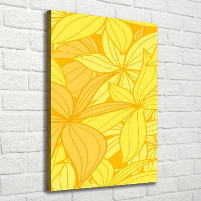 Cuadro canvas decorativo para salón vertical flores amarillas