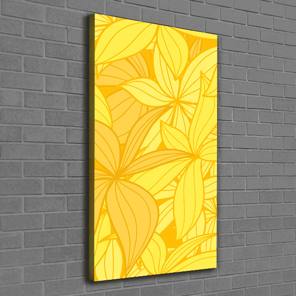 Cuadro canvas decorativo para salón vertical flores amarillas