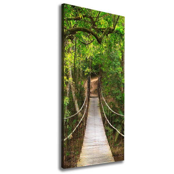 Cuadro canvas decorativo para salón vertical Puente colgante en el bosque