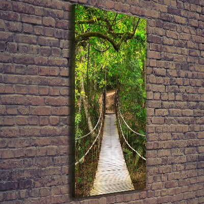 Cuadro canvas decorativo para salón vertical Puente colgante en el bosque