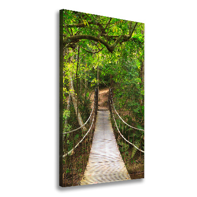 Cuadro canvas decorativo para salón vertical Puente colgante en el bosque