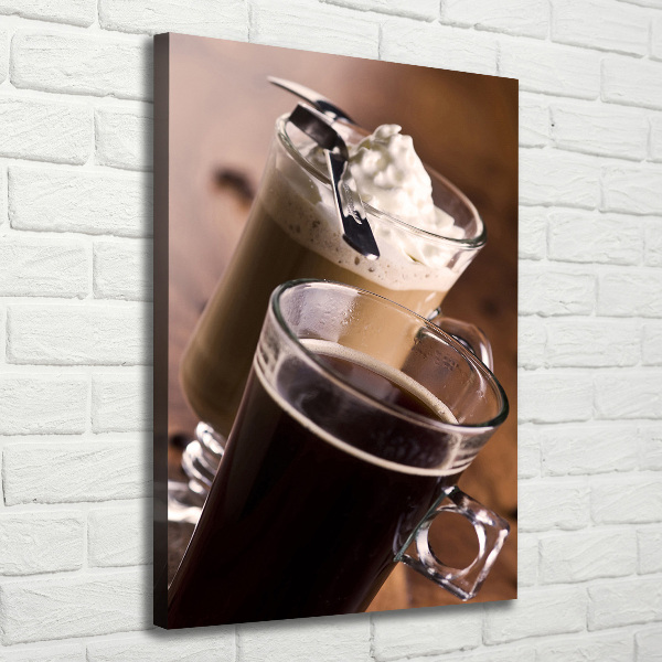 Cuadro canvas decorativo para salón vertical Café frappé