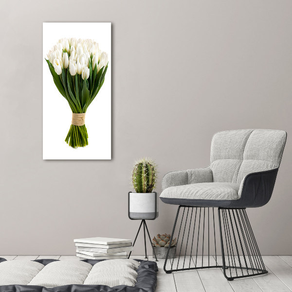 Fotografía en lienzo vertical tulipanes blancos