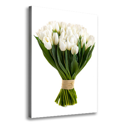 Fotografía en lienzo vertical tulipanes blancos