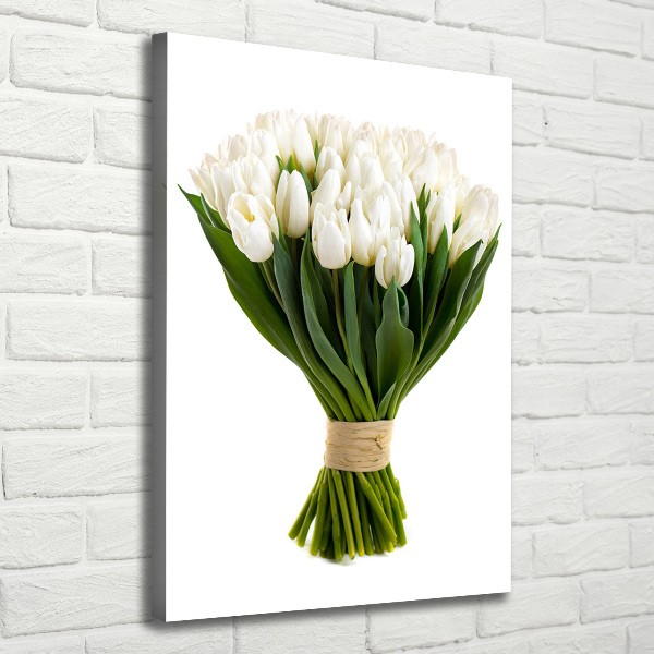 Fotografía en lienzo vertical tulipanes blancos
