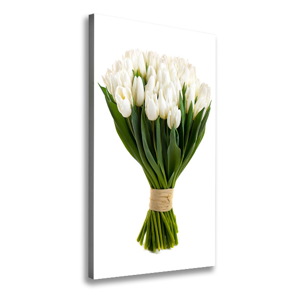 Fotografía en lienzo vertical tulipanes blancos