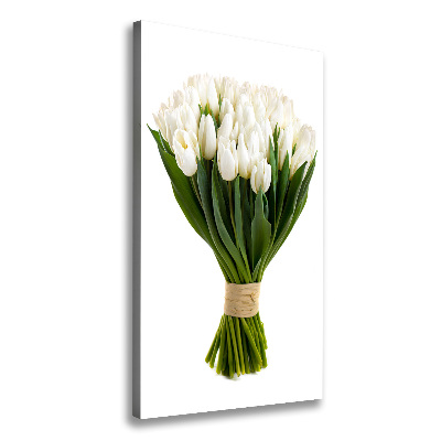 Fotografía en lienzo vertical tulipanes blancos
