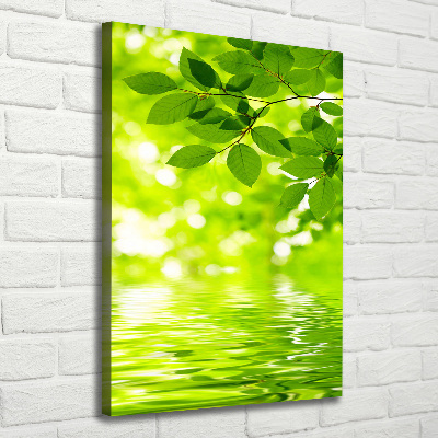 Impresión en lienzo vertical hojas verdes