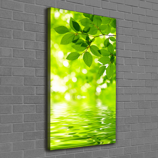 Impresión en lienzo vertical hojas verdes