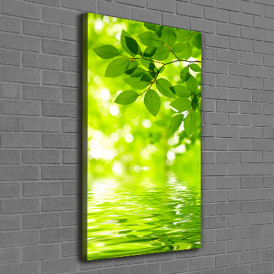Impresión en lienzo vertical hojas verdes