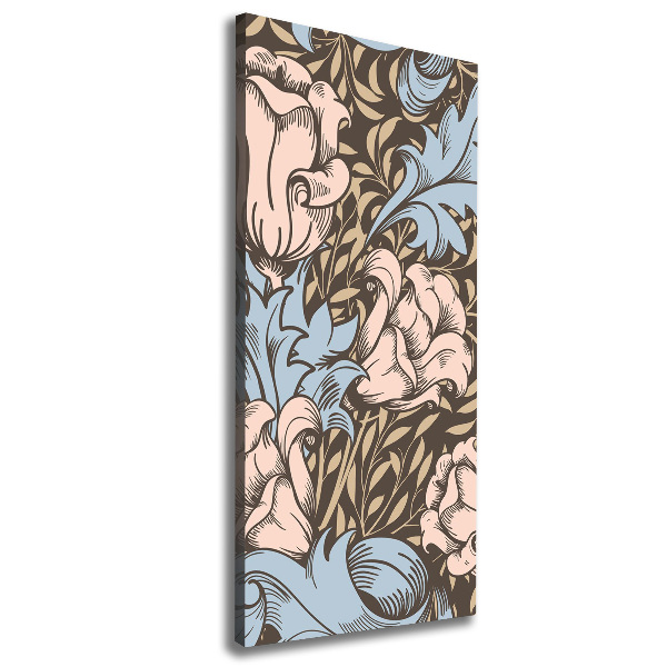 Cuadro moderno en lienzo resistente uv vertical Flores y hojas