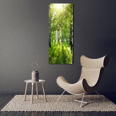 Cuadro moderno en lienzo resistente uv vertical bosque de abedules