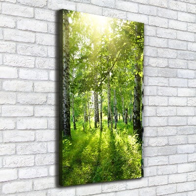 Cuadro moderno en lienzo resistente uv vertical bosque de abedules