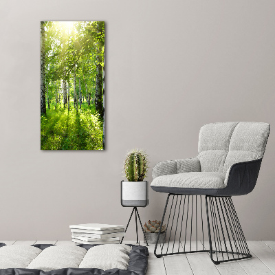 Cuadro moderno en lienzo resistente uv vertical bosque de abedules