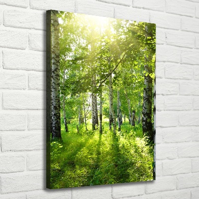 Cuadro moderno en lienzo resistente uv vertical bosque de abedules