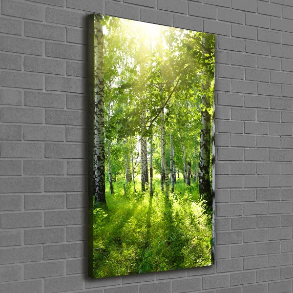Cuadro moderno en lienzo resistente uv vertical bosque de abedules