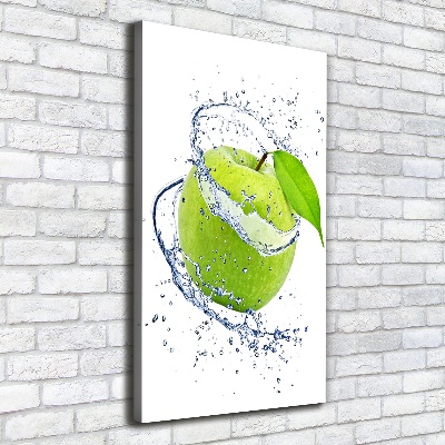 Cuadro canvas decorativo para salón vertical manzanas verdes