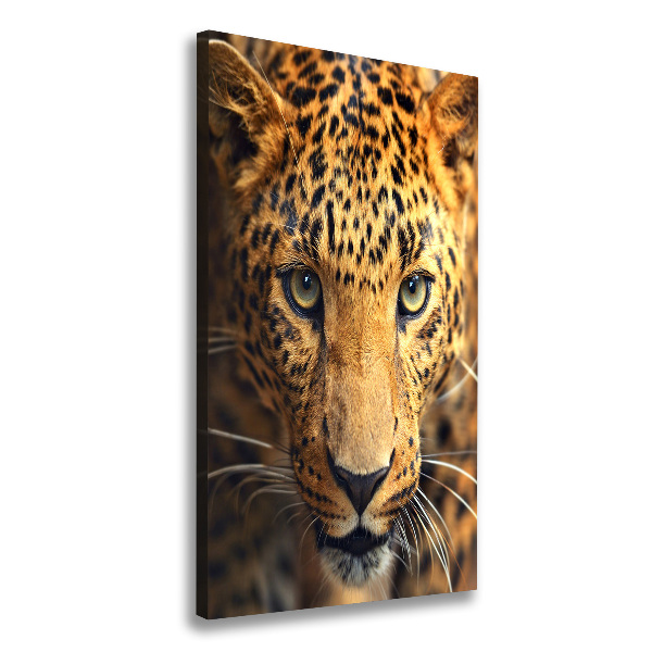 Cuadro canvas decorativo para salón vertical Leopardo