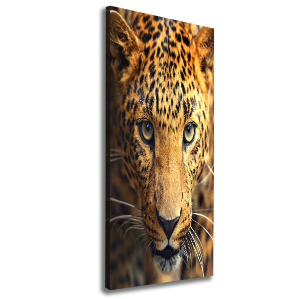 Cuadro canvas decorativo para salón vertical Leopardo