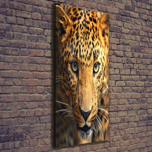 Cuadro canvas decorativo para salón vertical Leopardo