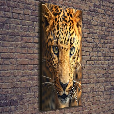 Cuadro canvas decorativo para salón vertical Leopardo