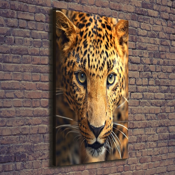 Cuadro canvas decorativo para salón vertical Leopardo