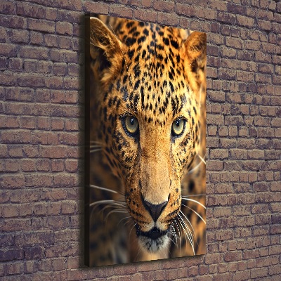 Cuadro canvas decorativo para salón vertical Leopardo