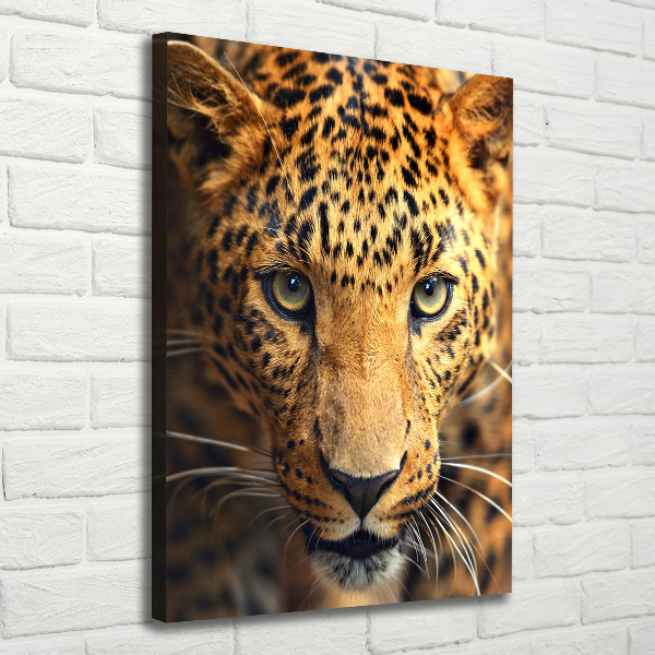 Cuadro canvas decorativo para salón vertical Leopardo