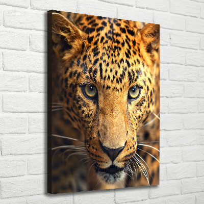 Cuadro canvas decorativo para salón vertical Leopardo