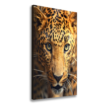 Cuadro canvas decorativo para salón vertical Leopardo