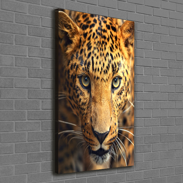 Cuadro canvas decorativo para salón vertical Leopardo