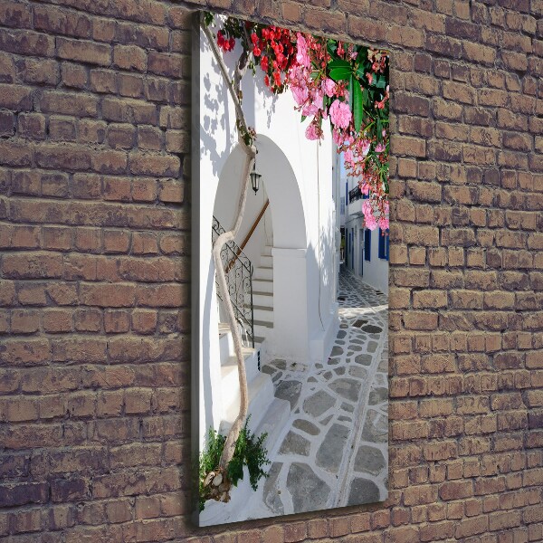 Cuadro moderno en lienzo resistente uv vertical pueblo griego