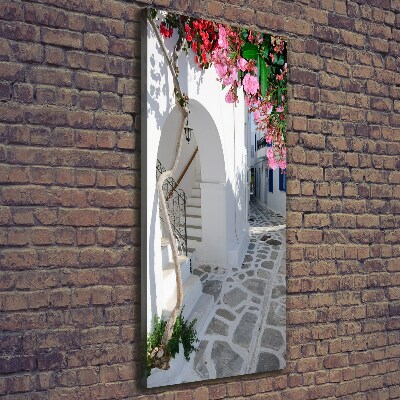 Cuadro moderno en lienzo resistente uv vertical pueblo griego