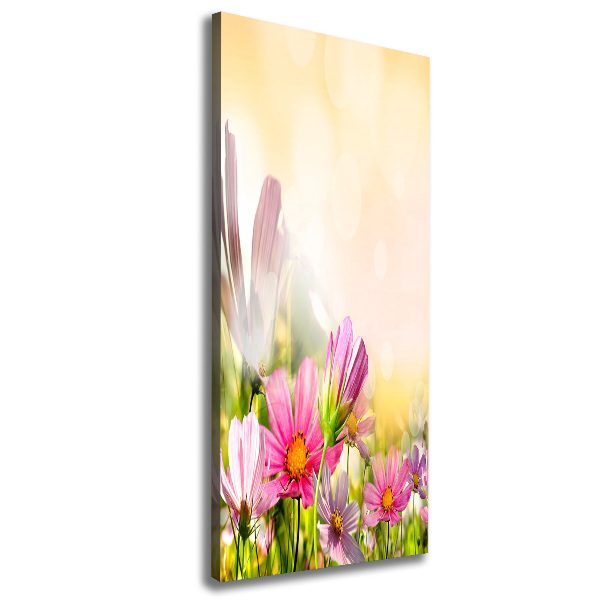 Cuadro canvas decorativo para salón vertical Flores silvestres