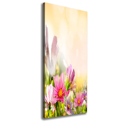 Cuadro canvas decorativo para salón vertical Flores silvestres