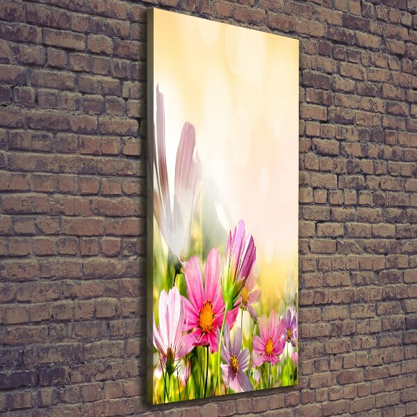Cuadro canvas decorativo para salón vertical Flores silvestres