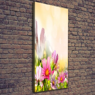 Cuadro canvas decorativo para salón vertical Flores silvestres