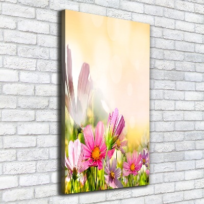 Cuadro canvas decorativo para salón vertical Flores silvestres