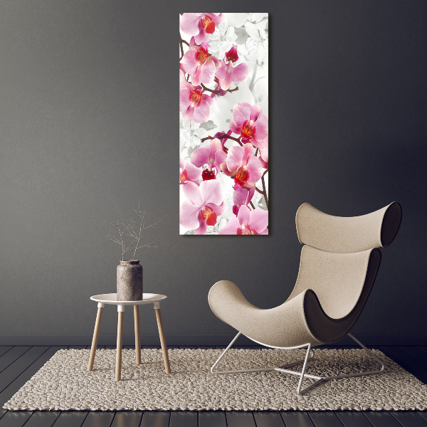 Cuadro moderno en lienzo resistente uv vertical Orquídea rosa