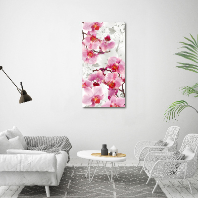 Cuadro moderno en lienzo resistente uv vertical Orquídea rosa