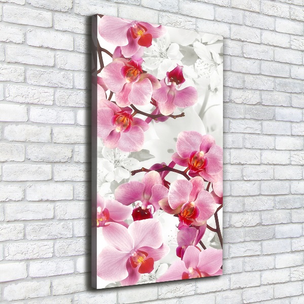Cuadro moderno en lienzo resistente uv vertical Orquídea rosa