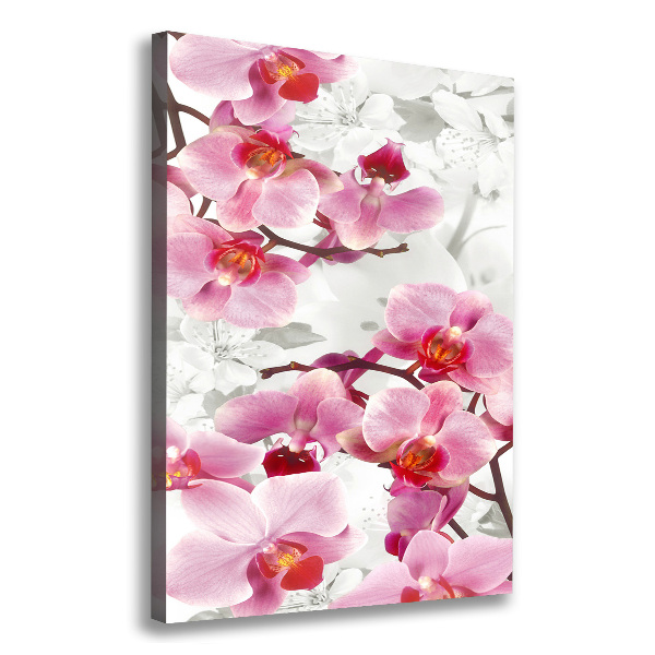 Cuadro moderno en lienzo resistente uv vertical Orquídea rosa