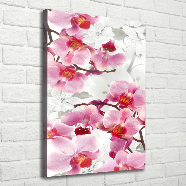 Cuadro moderno en lienzo resistente uv vertical Orquídea rosa