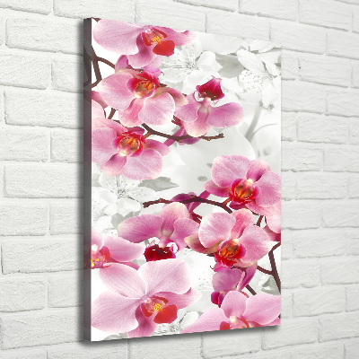 Cuadro moderno en lienzo resistente uv vertical Orquídea rosa