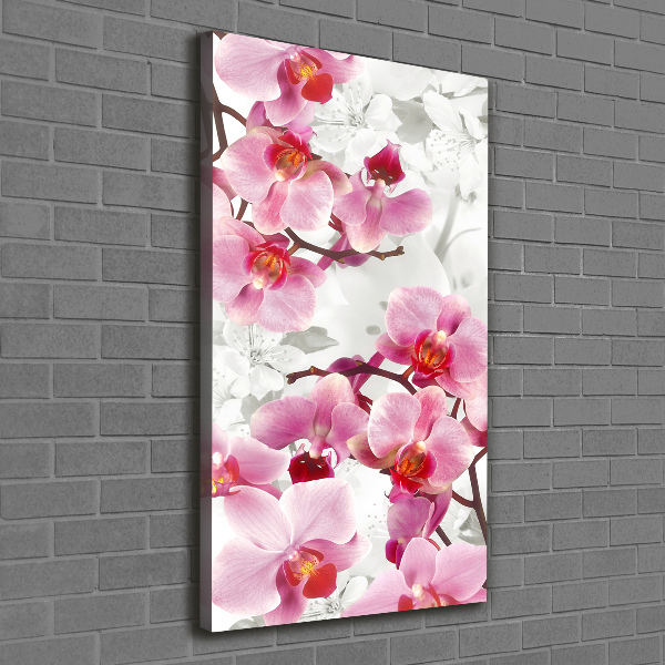 Cuadro moderno en lienzo resistente uv vertical Orquídea rosa