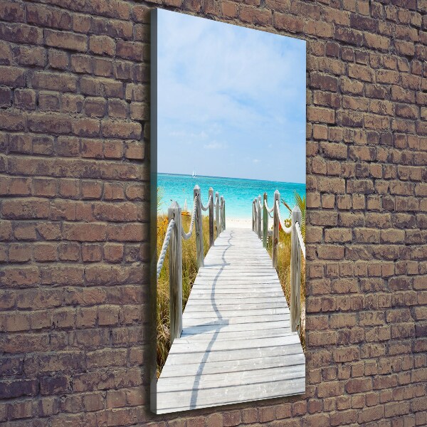 Cuadro canvas decorativo para salón vertical Camino a la playa