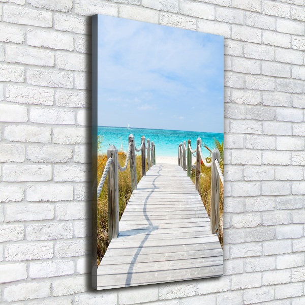 Cuadro canvas decorativo para salón vertical Camino a la playa