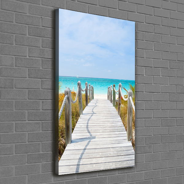 Cuadro canvas decorativo para salón vertical Camino a la playa