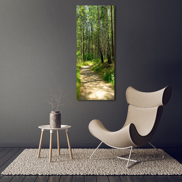Cuadro moderno en lienzo resistente uv vertical bosque de abedules